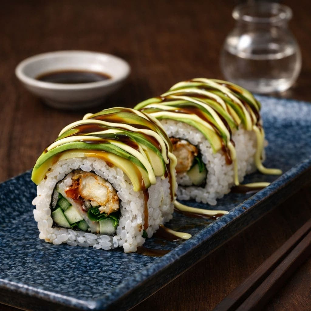 Avocado Tempura Prawn Uramaki from Miyora Sushi pre-order sushi menu in St Neots