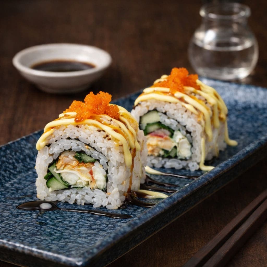 Cheesy Crab Delight Uramaki from Miyora Sushi pre-order sushi menu in St Neots