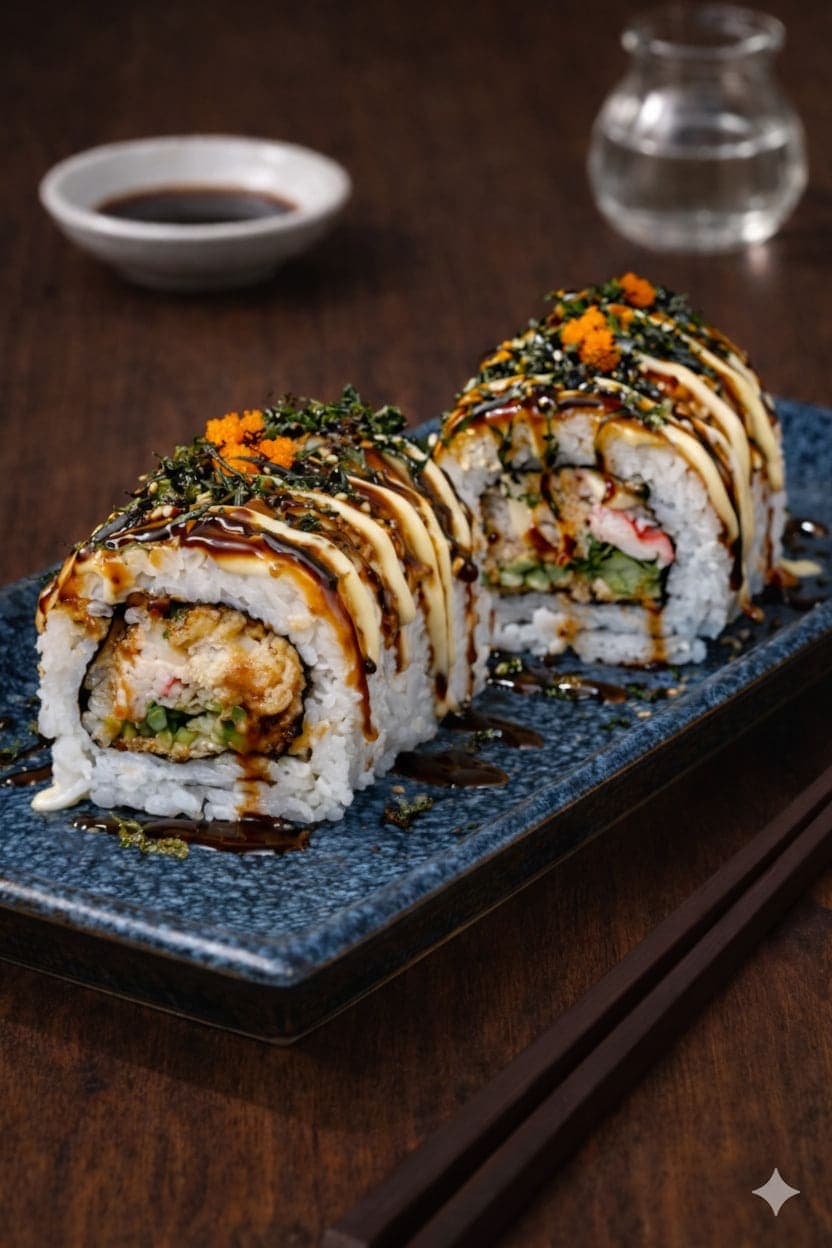 Crispy Chicken Uramaki from Miyora Sushi pre-order sushi menu in St Neots