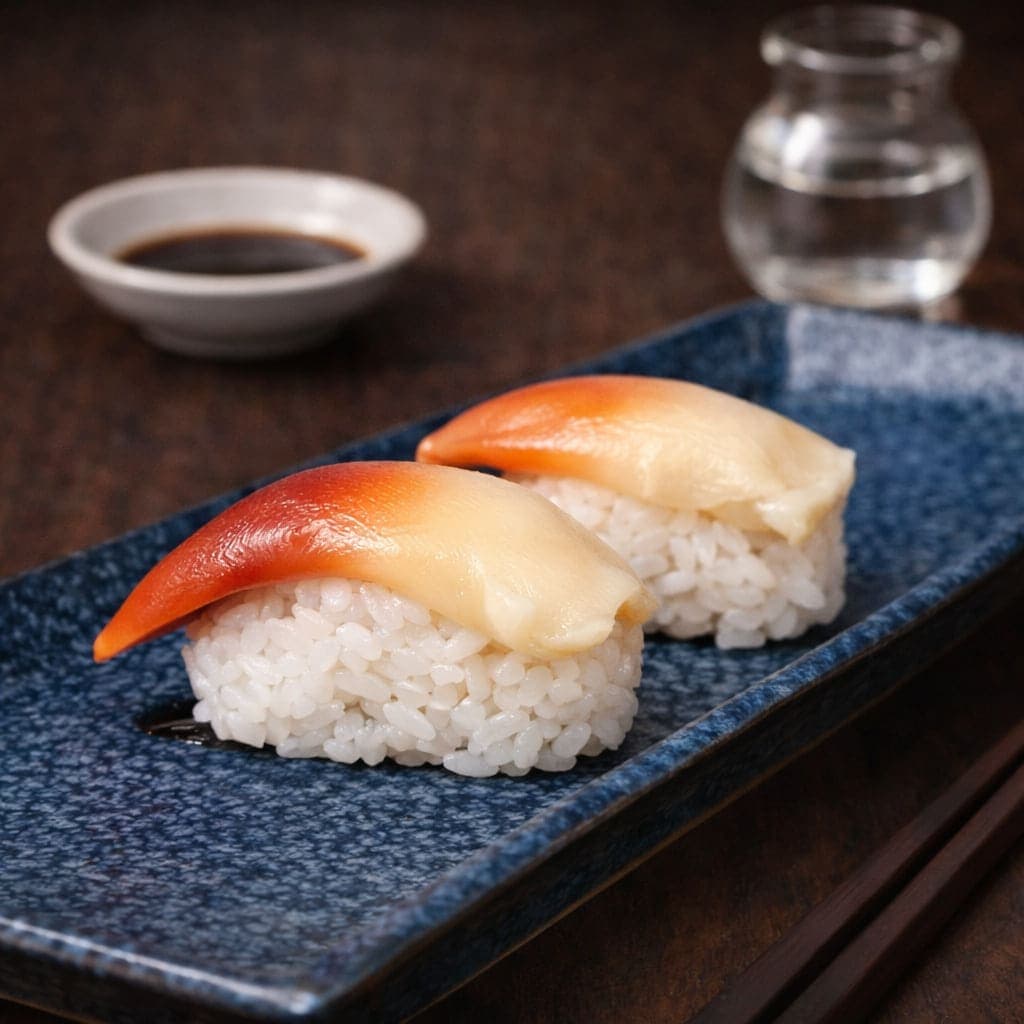 Hokkigai Nigiri from Miyora Sushi pre-order sushi menu in St Neots