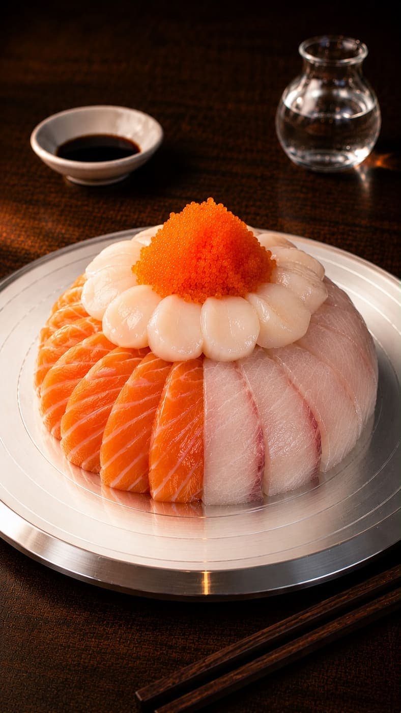 Salmon, Hamachi & Scallop Cake from Miyora Sushi pre-order sushi menu in St Neots