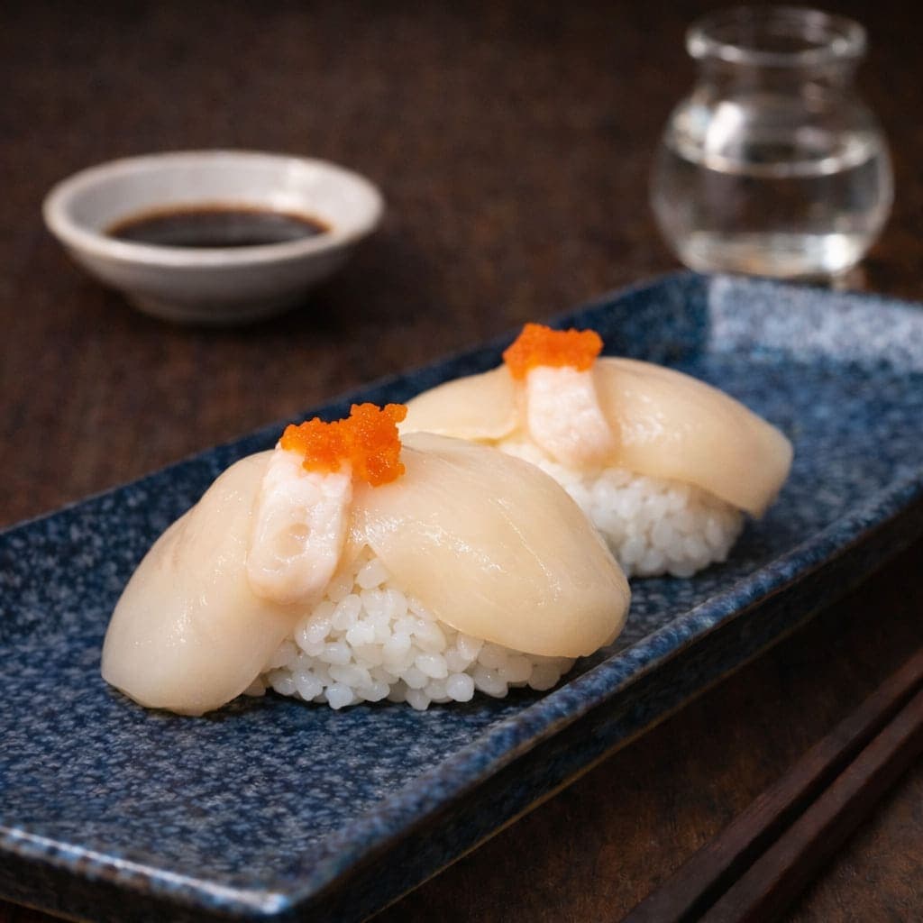 Scallop Nigiri from Miyora Sushi pre-order sushi menu in St Neots