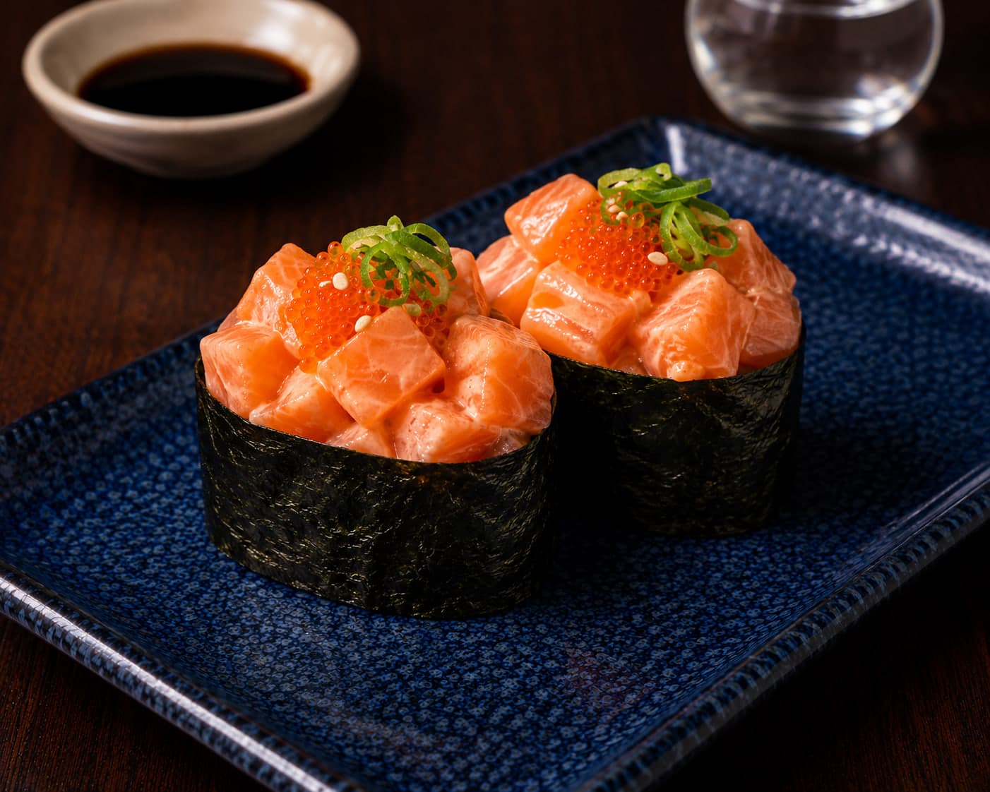Spicy Salmon Gunkan from Miyora Sushi pre-order sushi menu in St Neots